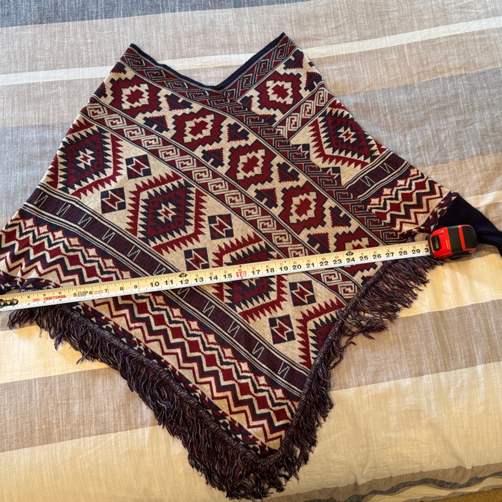 Fun Geometric Patterned Poncho Sweater - Picture 3 of 3